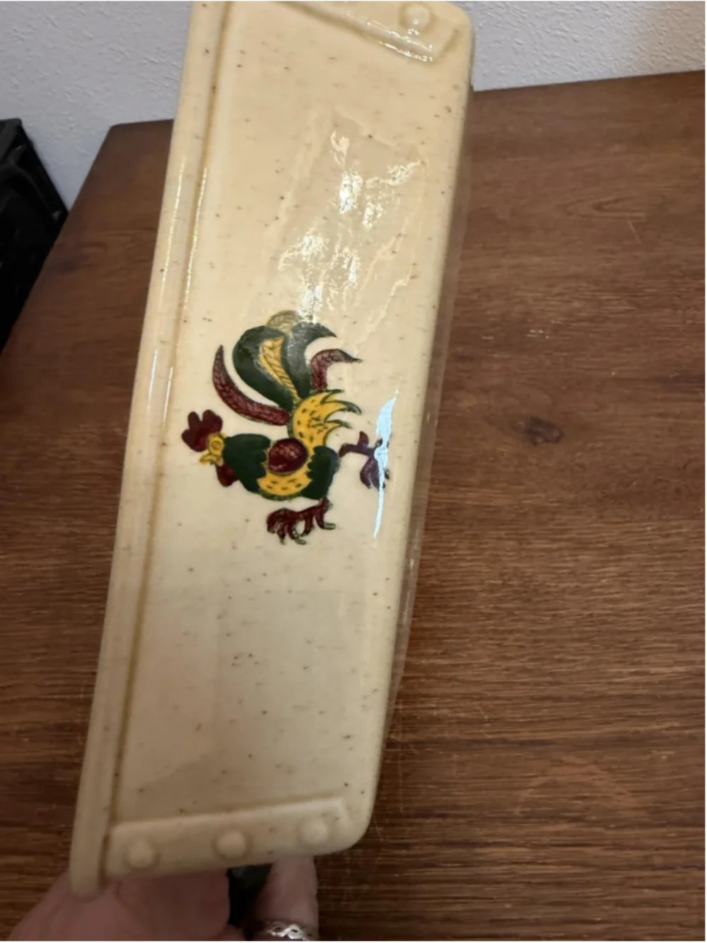 Metlox Poppytrail California Provincial Divided Relish Dish Handle Rooster Vtg